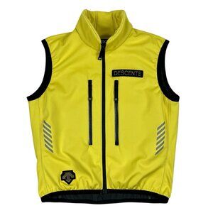 Descente Yellow Full Zip Fleece Lined Softshell Vest Ski Snowboard Logo Size S